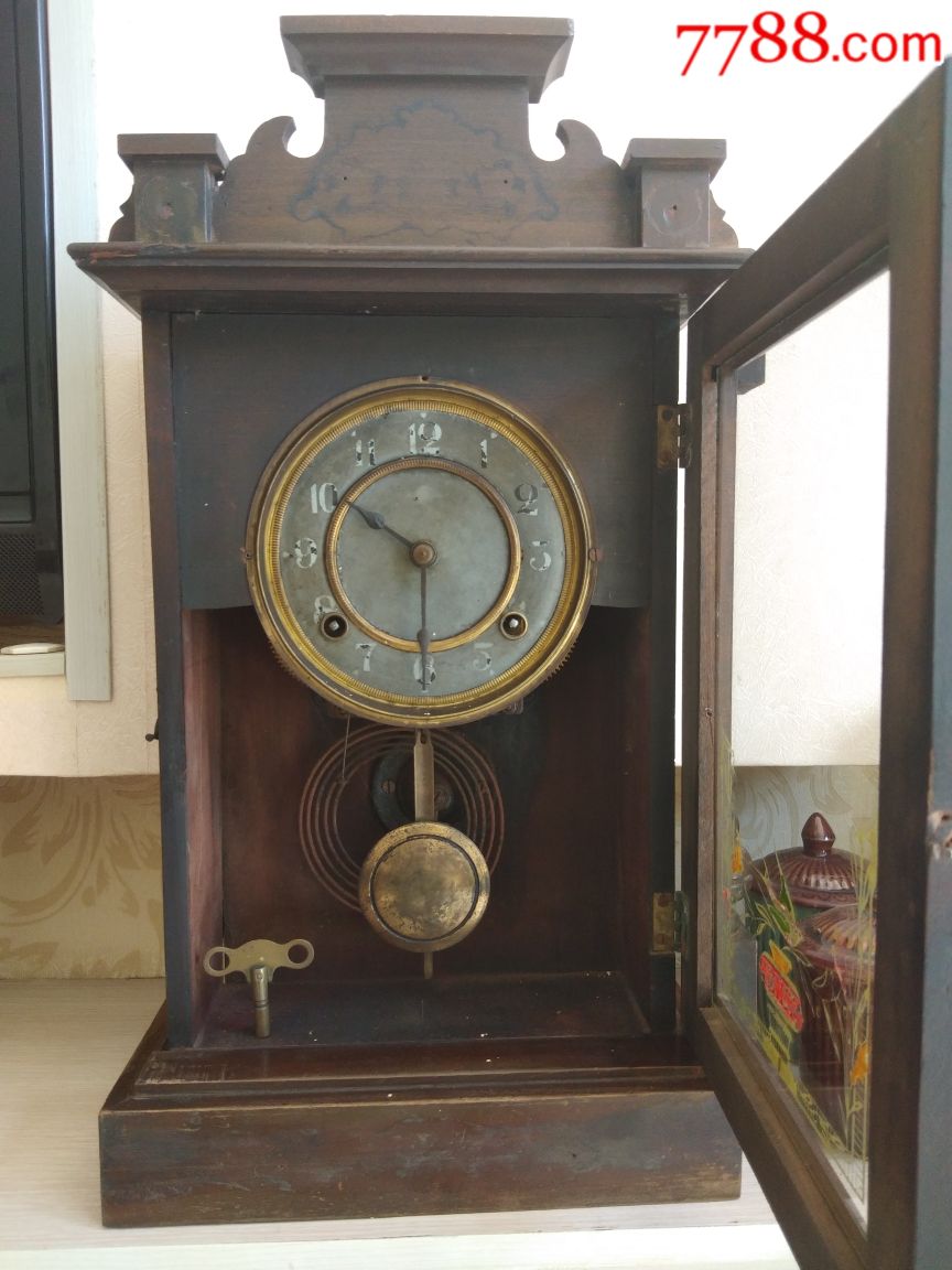 二战时期民国三十年代日伪满洲国时期爱知洋字牌老座钟老钟表