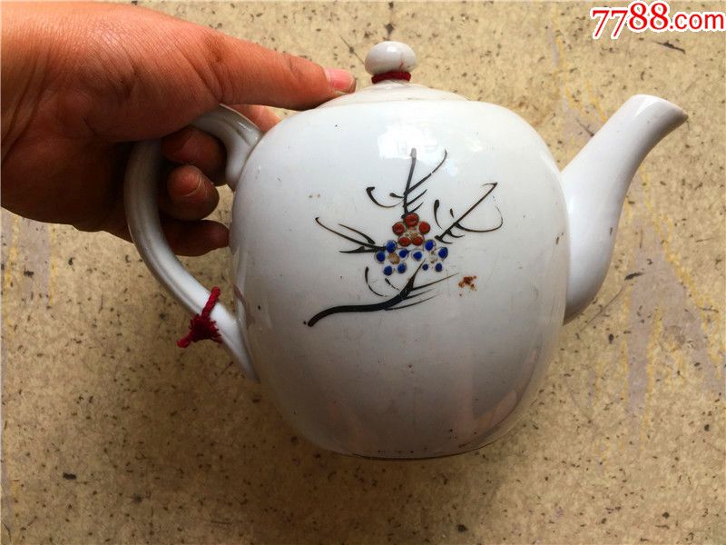 大号民国手绘深宫锁二乔球形壶老茶壶水壶包老瓷器茶具摆件老货