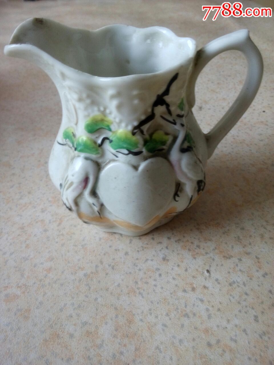 清末民初年双鹤寿桃图漱口杯一个