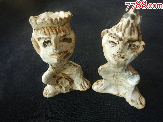 宋代俩瓷滑稽人玩具