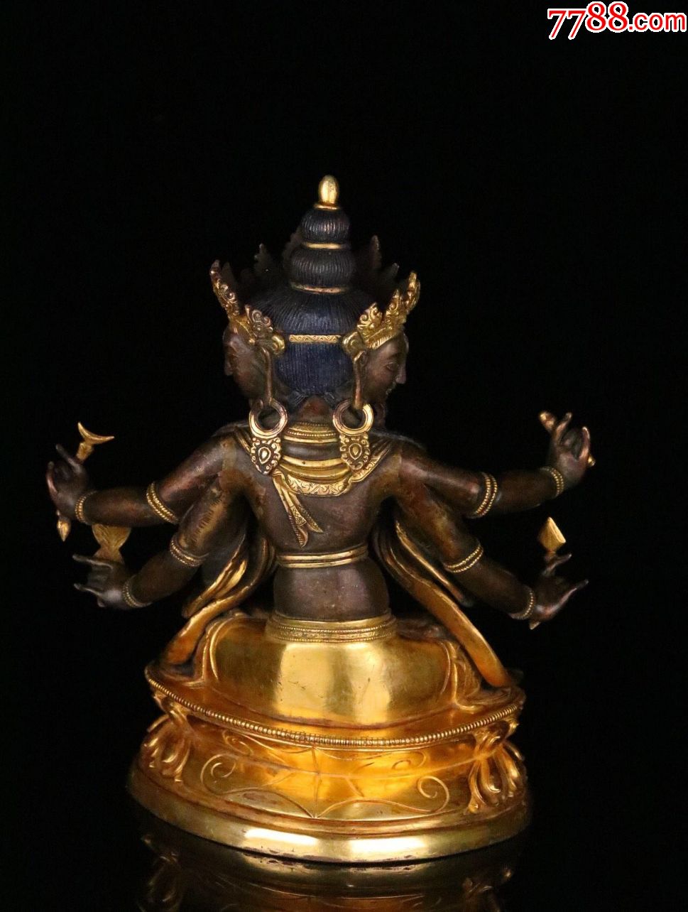 旧藏鎏金-"三面六臂佛母像"一尊