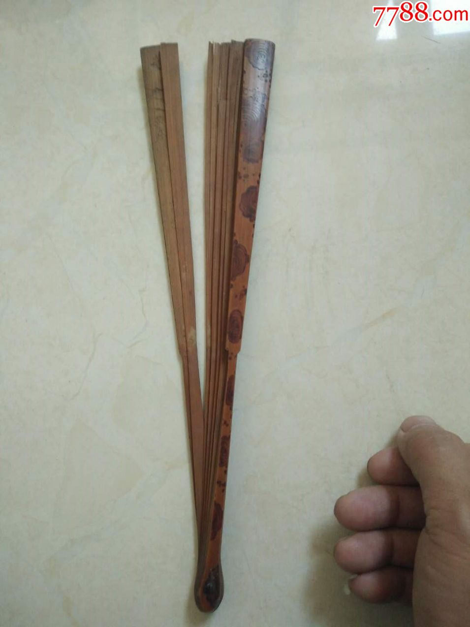 清代老文玩把玩精品《湘妃竹折扇扇骨》古董老物价博物馆藏品-折扇/纸