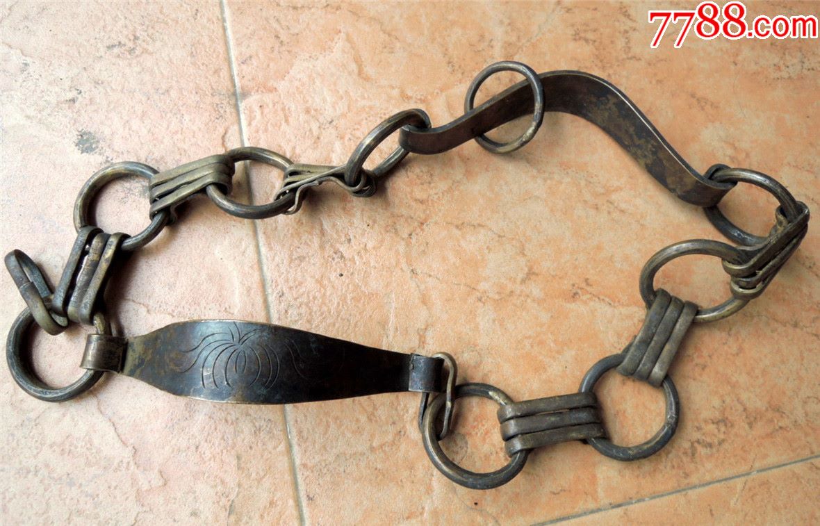 马帮马具收藏190502清末民国老包浆官用厚料錾花全铜马嚼子521g