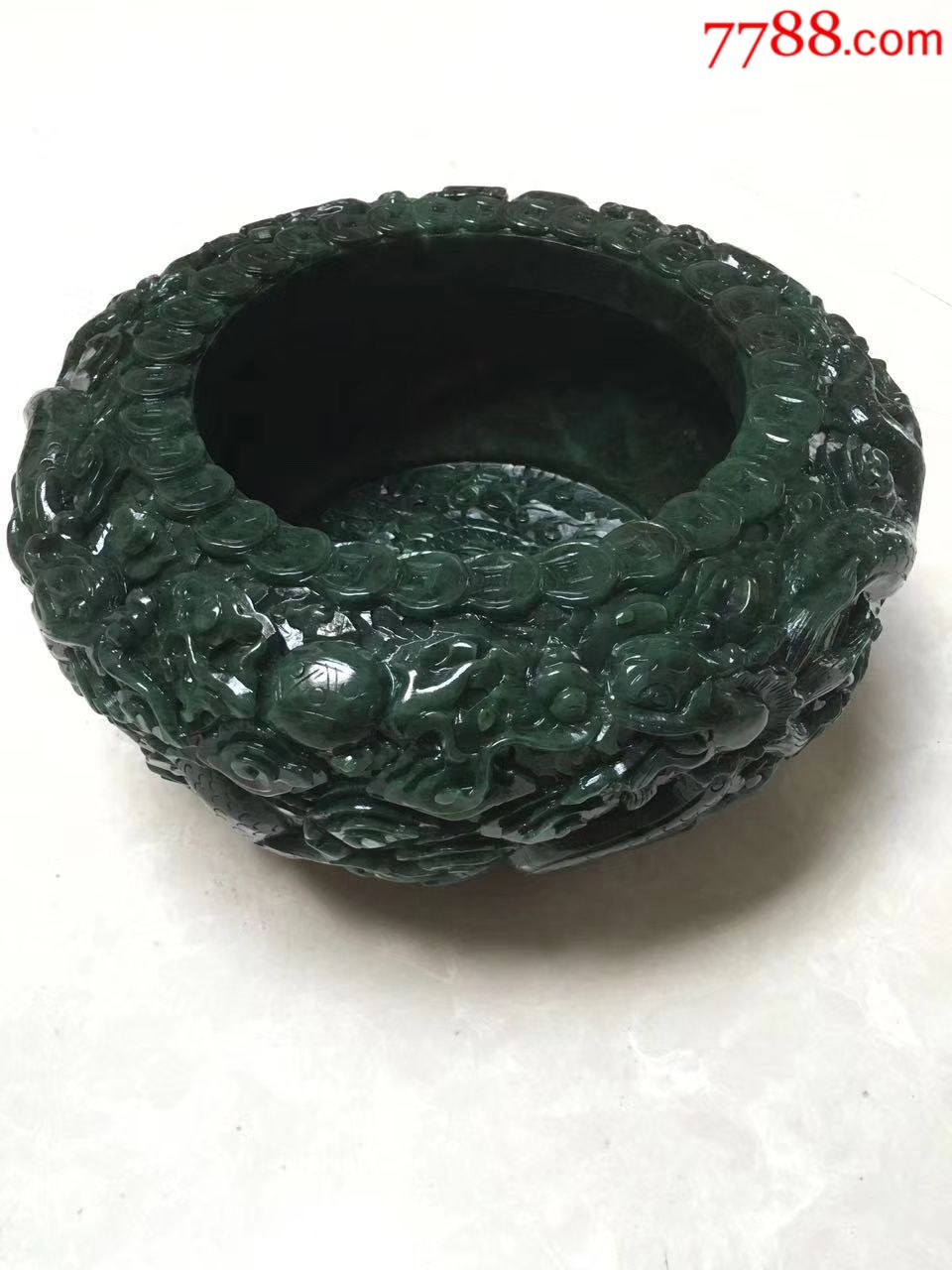 和田玉碧玉九龙聚宝盆