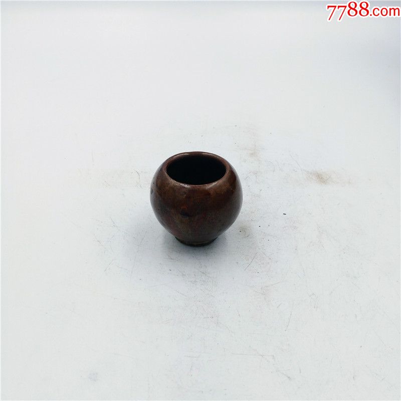 民国袖珍酱黄釉老拔罐子鸡心罐火罐包老瓷器中医药文化收藏陶罐