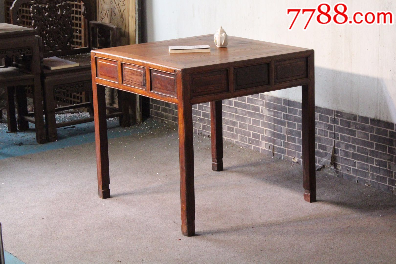 山水木纹!苏作古典凊晚期血榉木四仙桌带屉方桌山水木纹面板老包浆