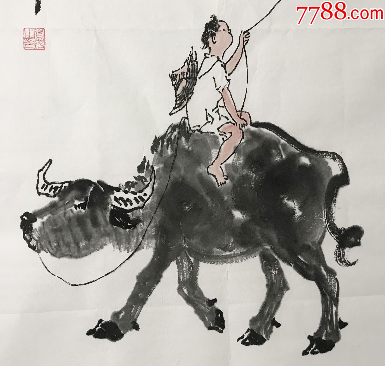 阳秀萍,当代知名书画家.临摹李可染的牛,很不错的作品.