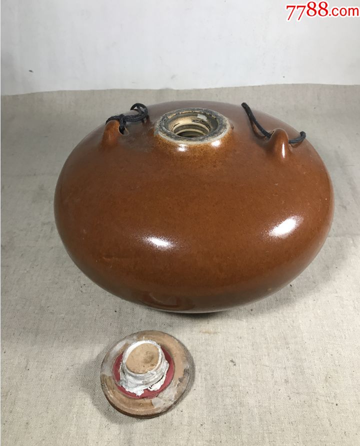 古董古玩收藏近代黄釉汤婆子杂项紫砂老砂酱釉罐暖手炉