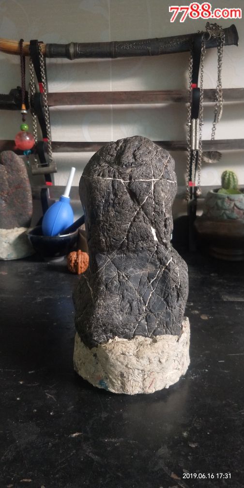 墨石黑青石天然人造像,非常漂亮_其他奇石/岩石【弯