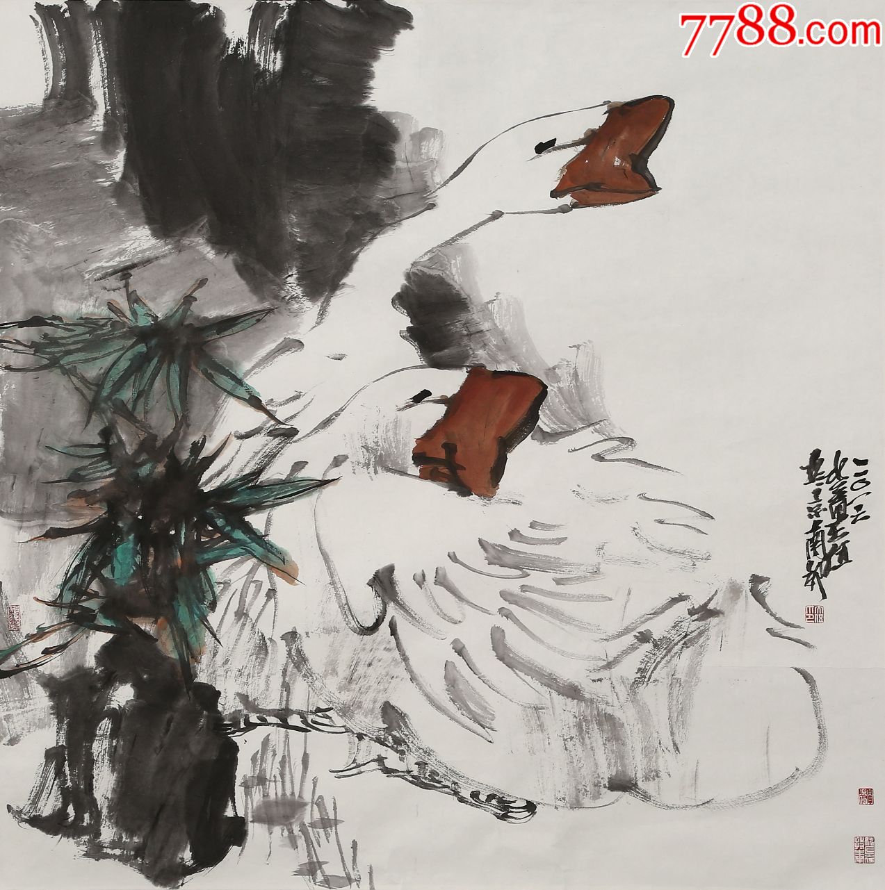 姚大伍.鹅鹅鹅-花鸟国画原作-7788书画网