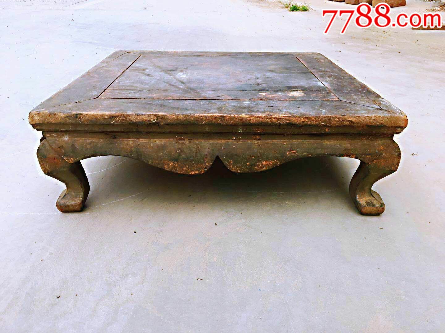 明代小茶桌材质榆木马蹄腿宽篷牙造型优美颇有古风-木桌/几/案-7788旧