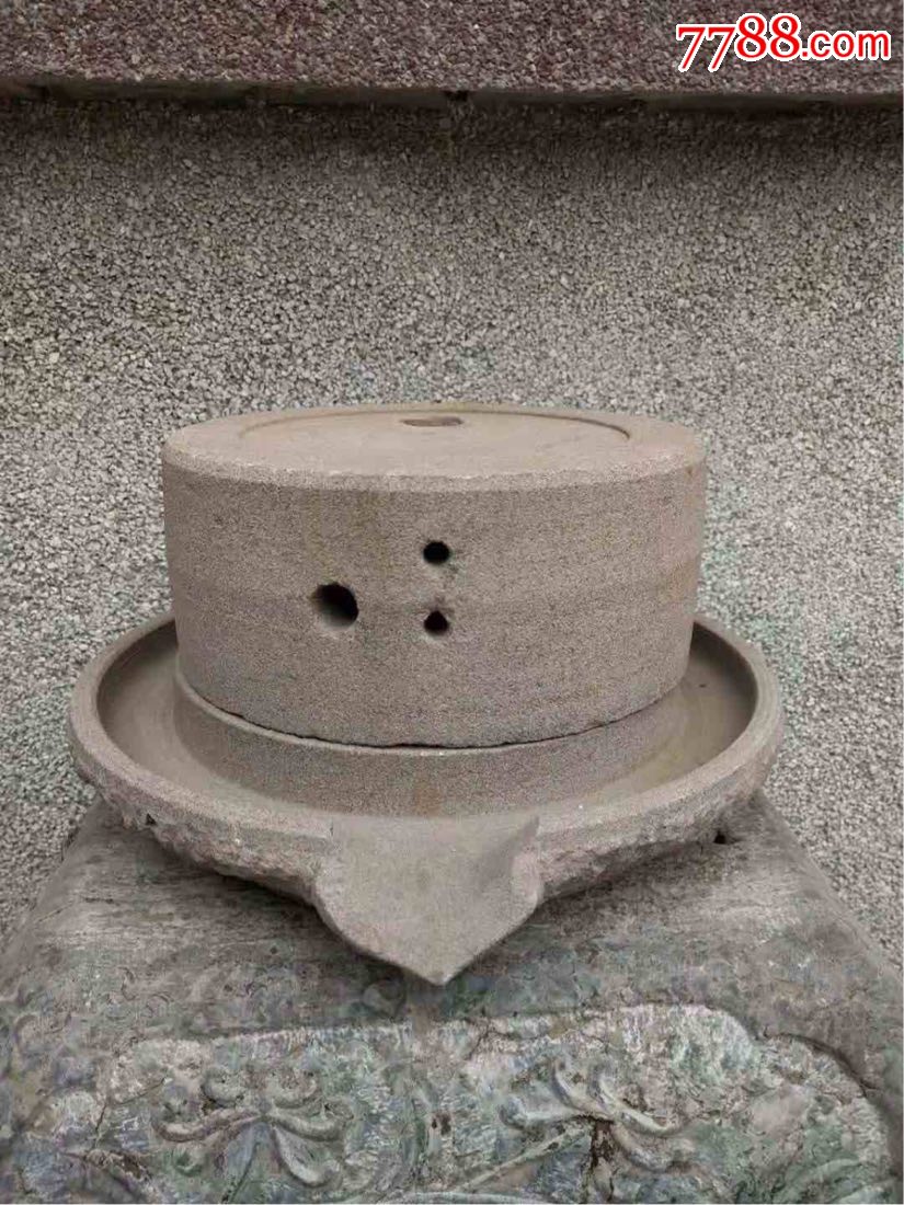 财源滚滚手摇小石磨极品全品包老