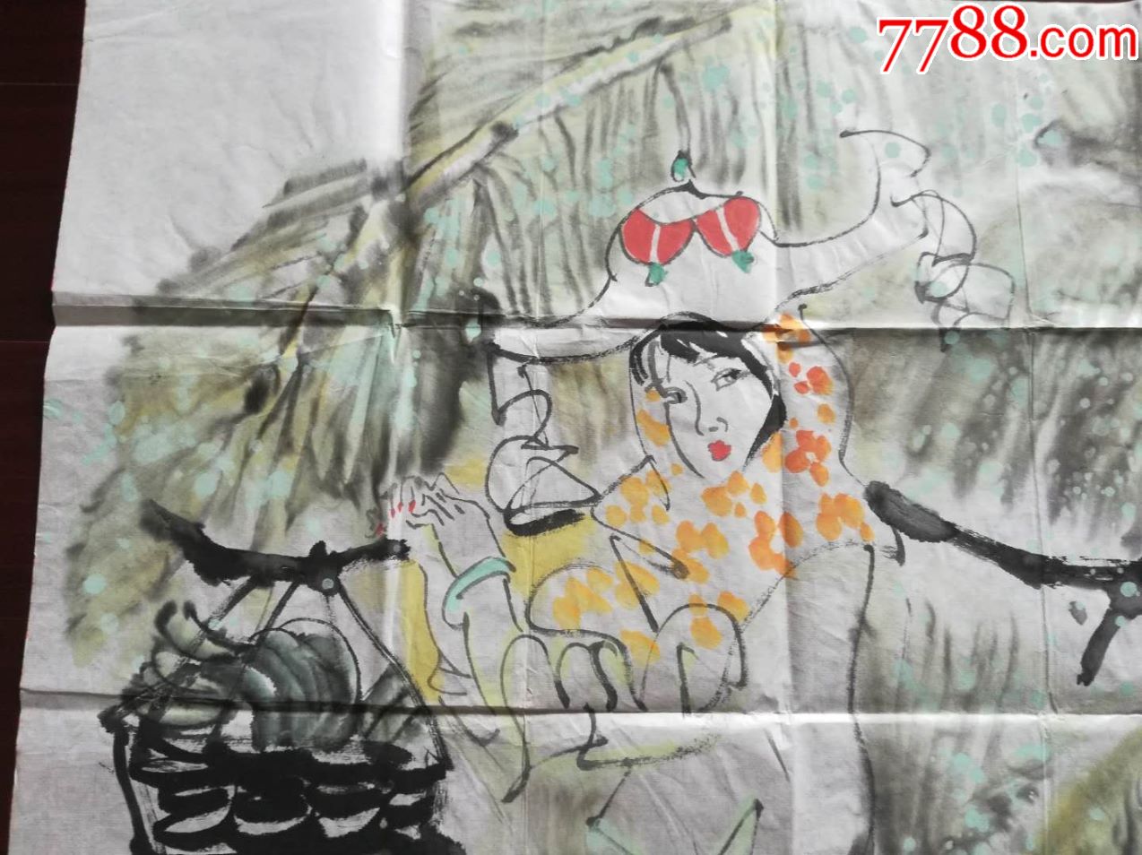 中国美术家协会理事中国华侨画院院长张清智国画闽南姑娘68cm68cm