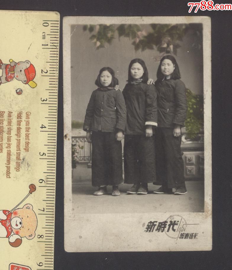 民国三女学生相馆照手工上淡色