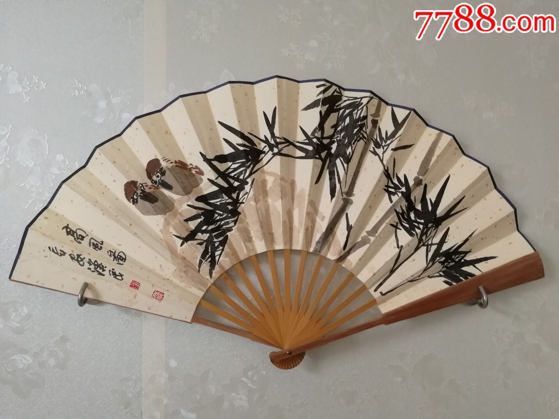 花鸟名家刘汉民折扇作品《高风图》_花鸟国画原作_雅韵缘字画【7788