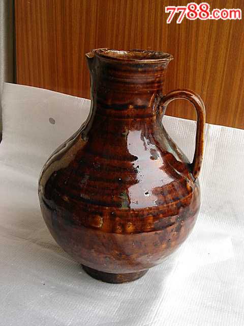 酱釉老油壶