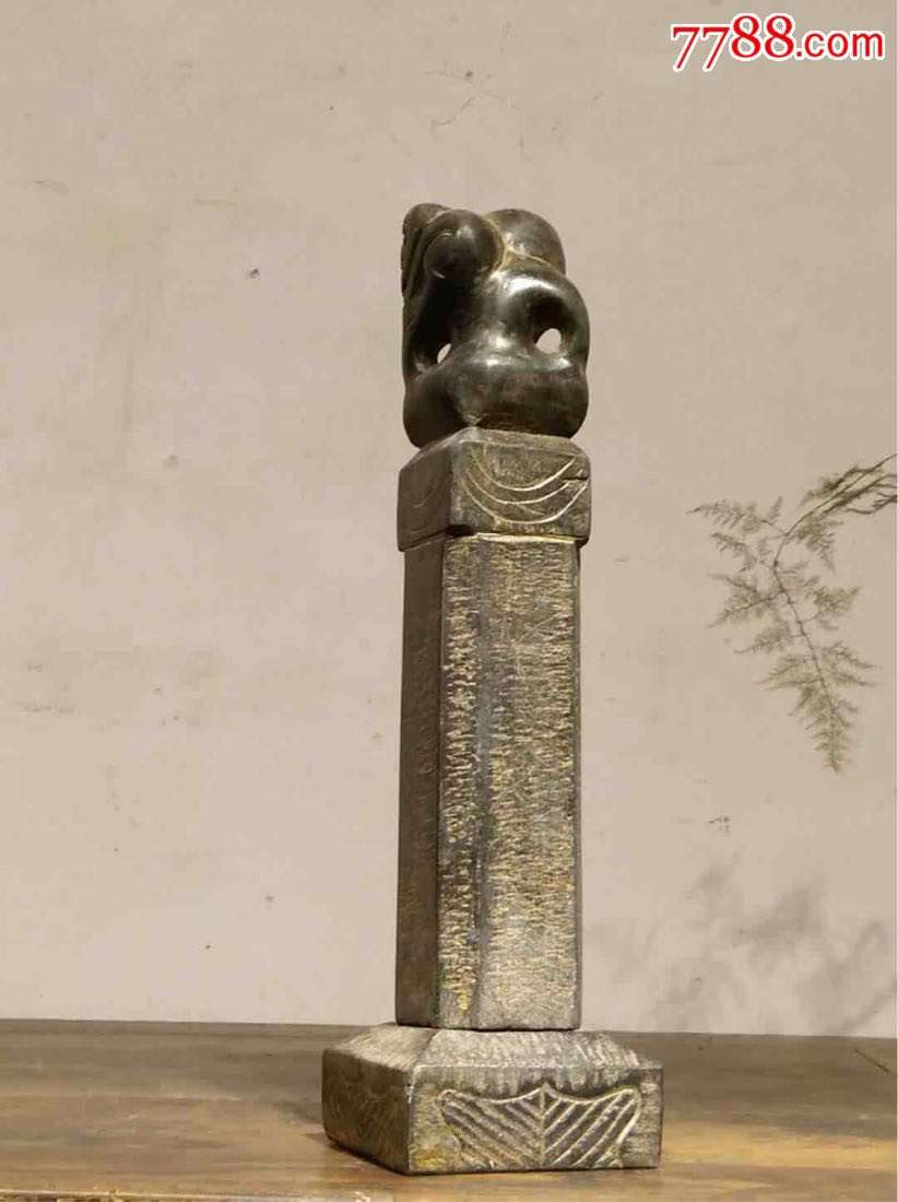 马上封侯青石拴马桩一对旧藏手工雕刻包浆老道是理想的办公室会所酒店