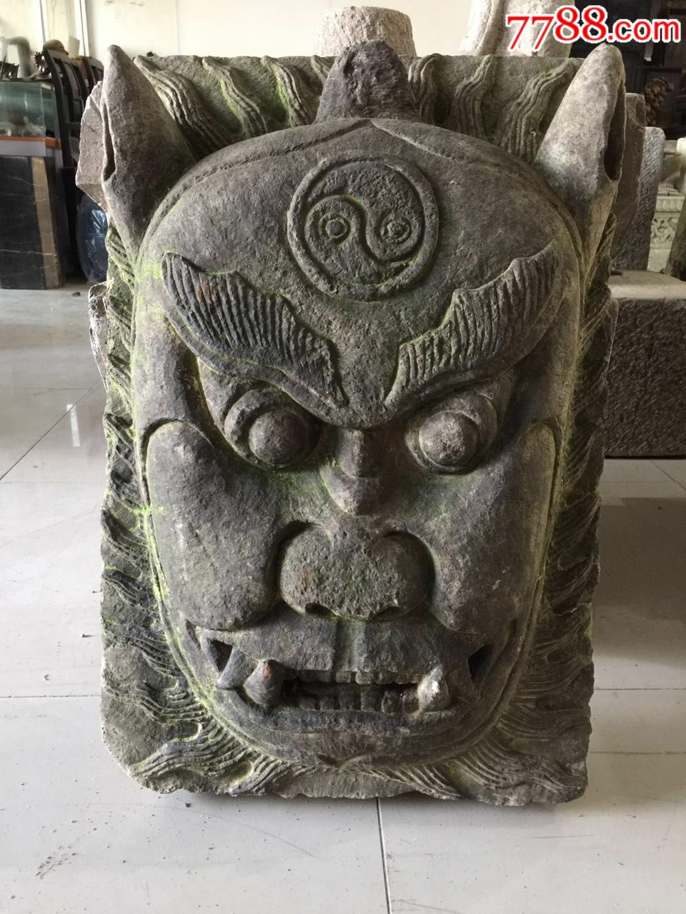 清代吞口石敢当威猛霸气完整全品相会所别墅酒店装修摆设装修佳品高6