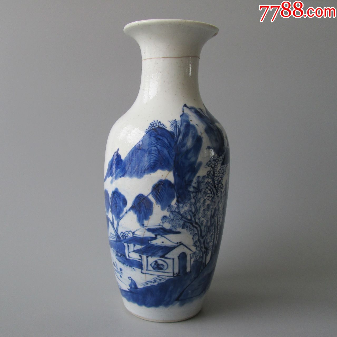 清代清中期青花山水瓶-价格:800元-se67148628-青花瓷-零售-7788收藏