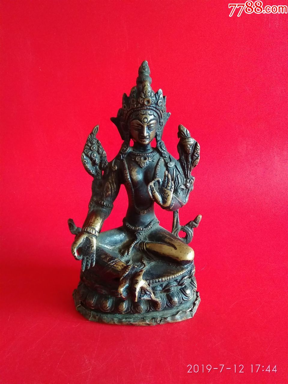 藏传佛教清代绿度母,铜菩萨像_铜像/铜佛像_图片欣赏_收藏价格_7788连