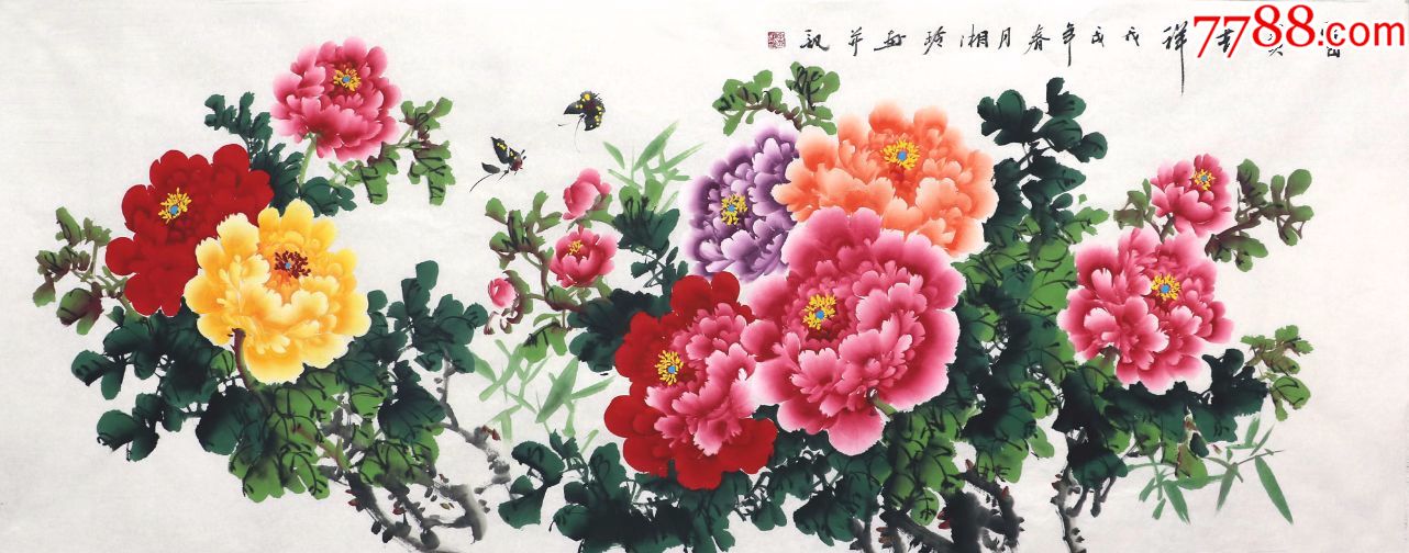 孟湘玲·小六尺富贵牡丹07_花鸟国画原作_承雨轩【7788收藏__收藏热线