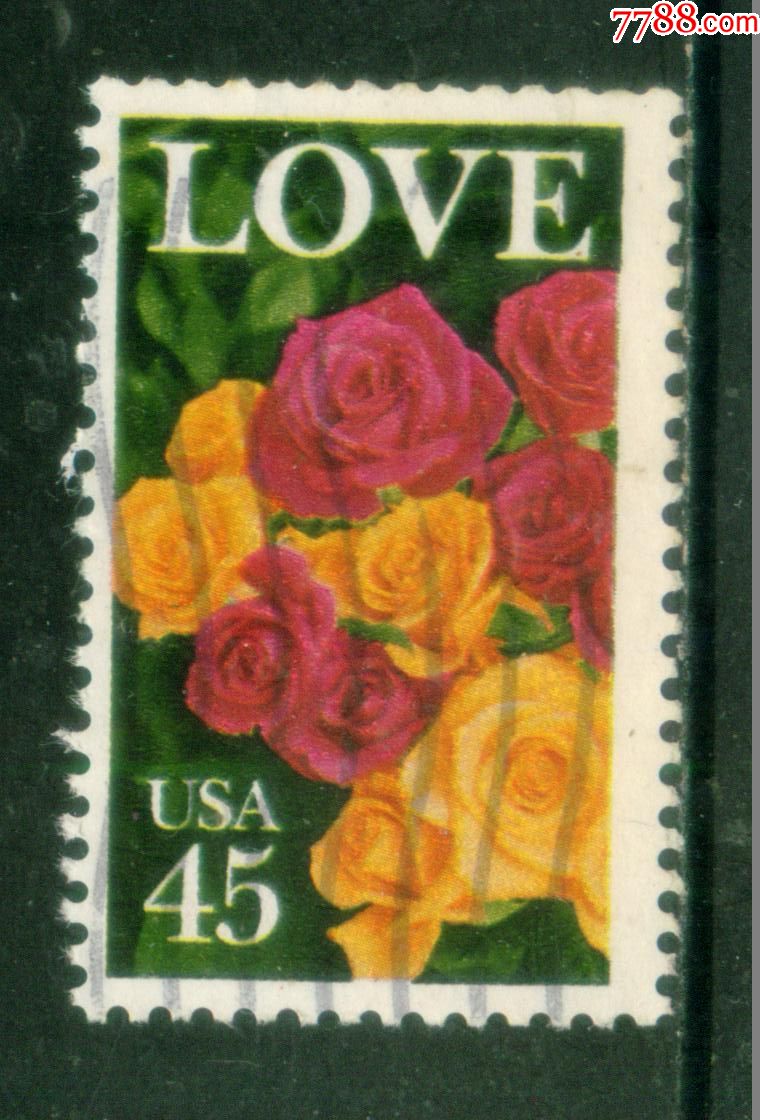 美国198年情人节玫瑰花信销邮票上品