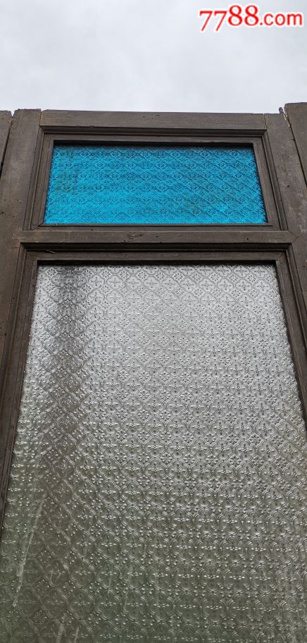 民国镶彩色玻璃屏风门四片