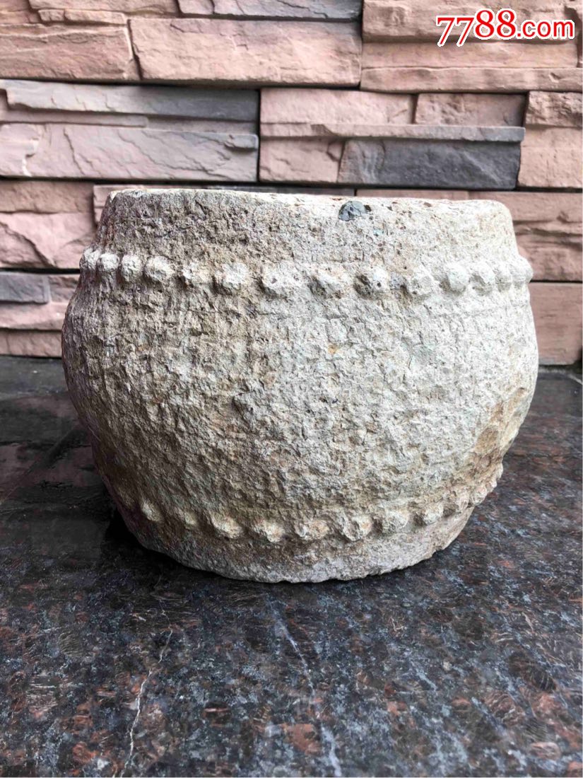 清中期老石鼓一个,带两圈鼓钉,石器_价格2500元_第1张_7788收藏__收藏