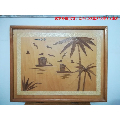 贴木皮工艺老框画（帆船-椰树）(se67278889)_7788收藏__收藏热线