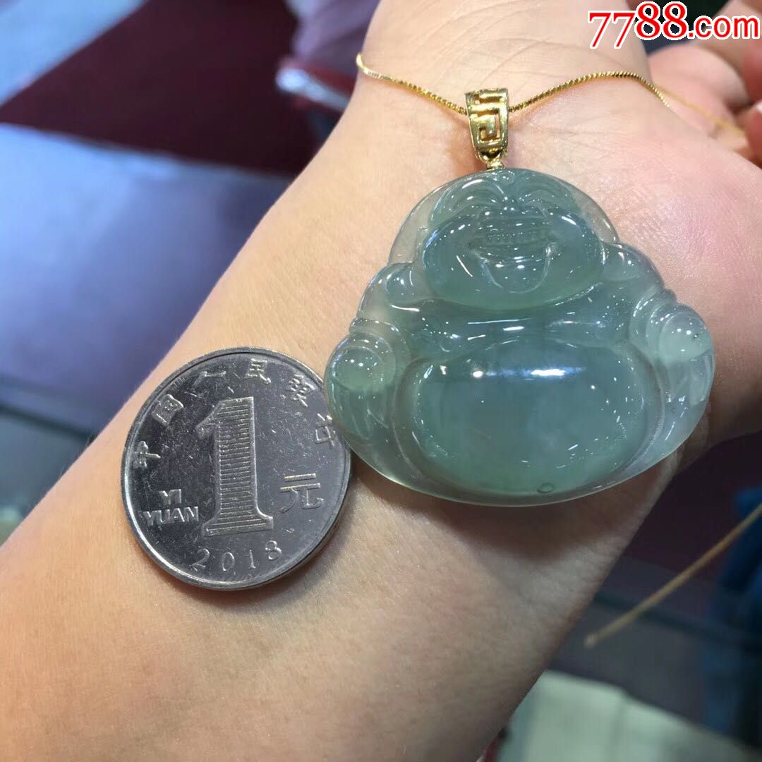 冰种蓝水佛公.大气.冰透35-38.5-6.