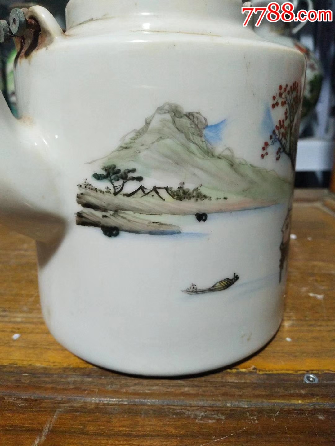 民国醴陵釉下彩山水纹茶壶