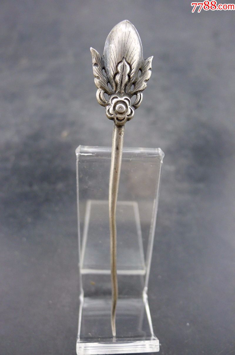 清代民国同济款花卉形发簪老银饰品收藏保真保老民俗杂项古董古玩杂项