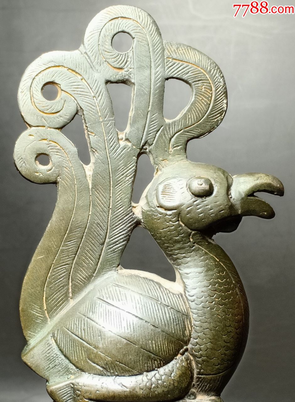 宋青铜凤鸟杖首