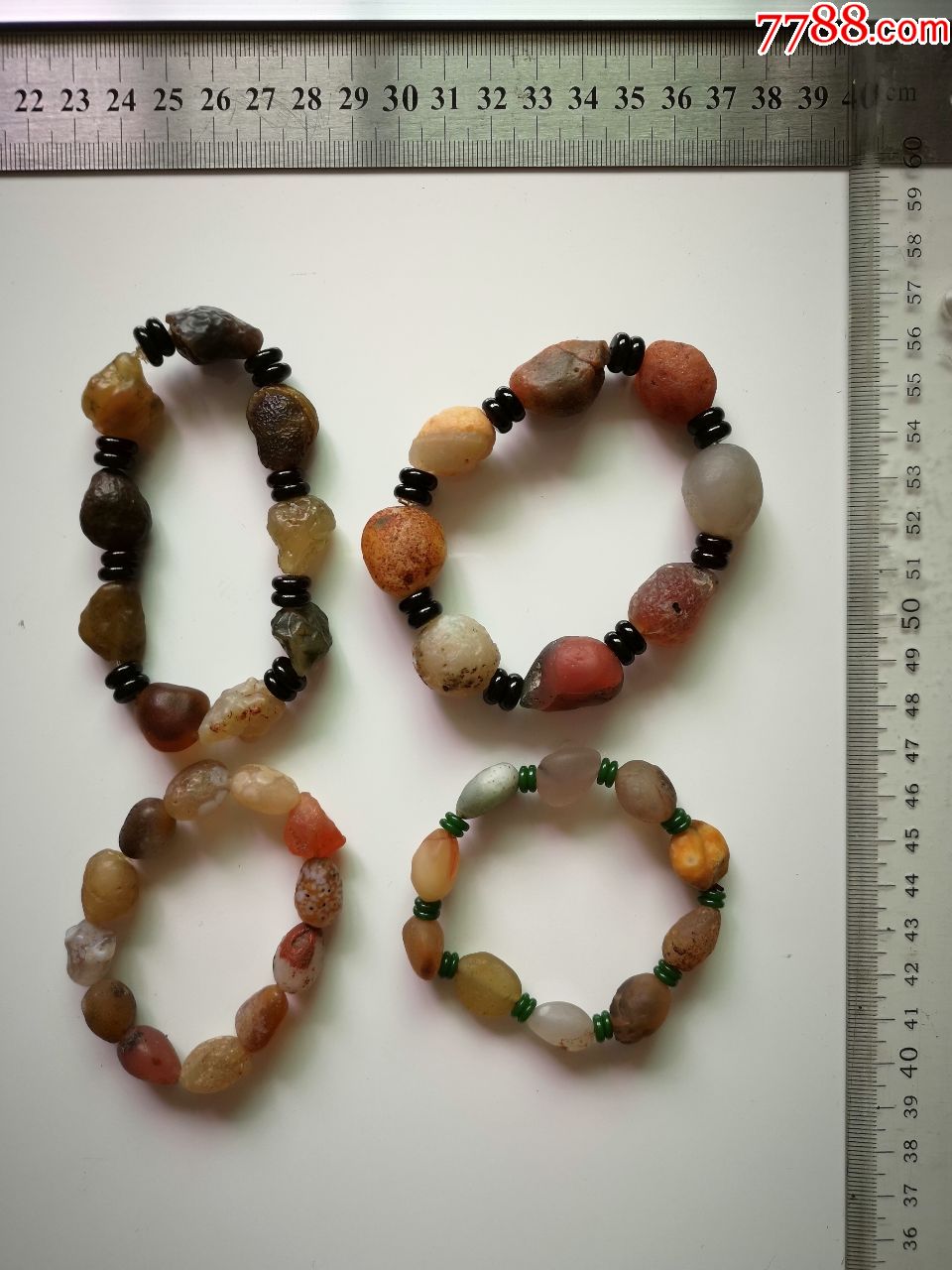 包真天然阿拉善玛瑙手串4串合售