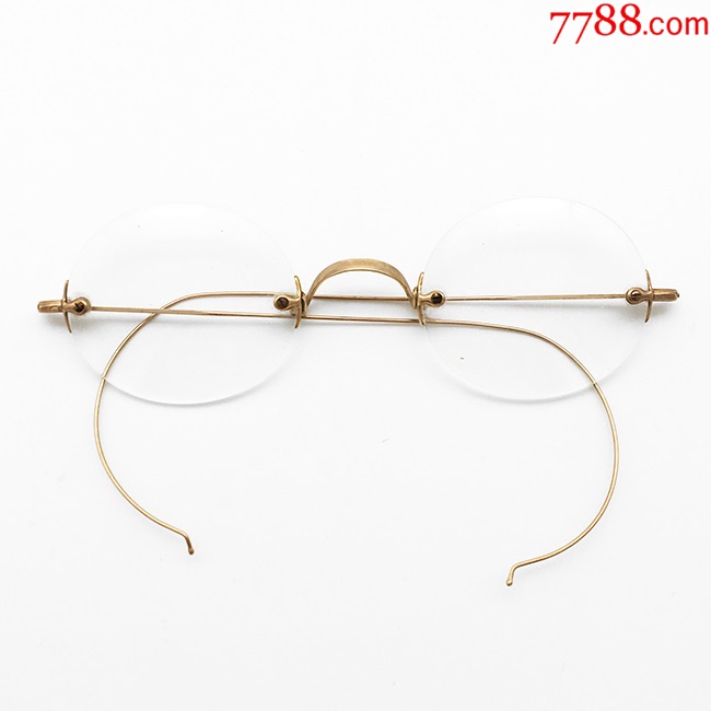 西洋古董眼镜1930年美国制10k金框架民国老件复古文艺金丝眼镜