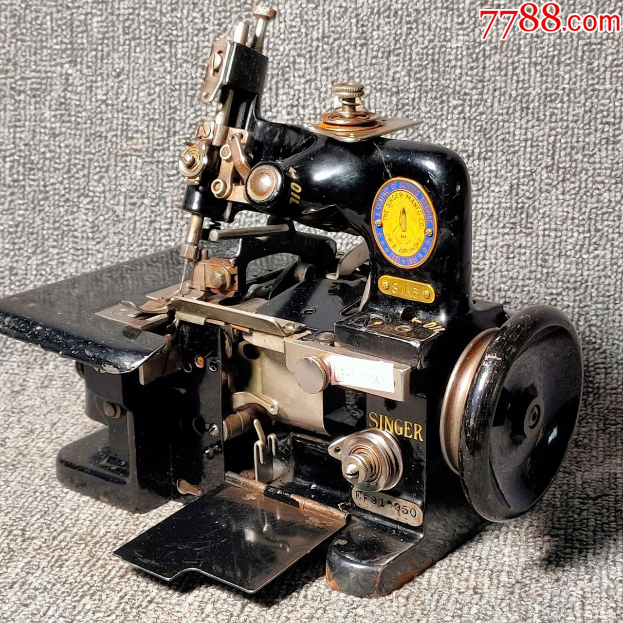 1910年左右西洋古董胜家singer81k3型古董锁边机缝纫机可以转动