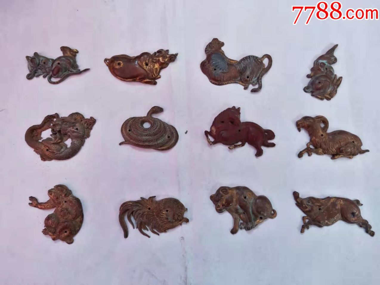 清代铜鎏金十二生肖尺寸品相如图没有残缺