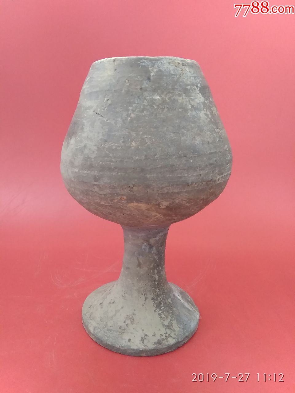 商周灰陶豆高脚杯