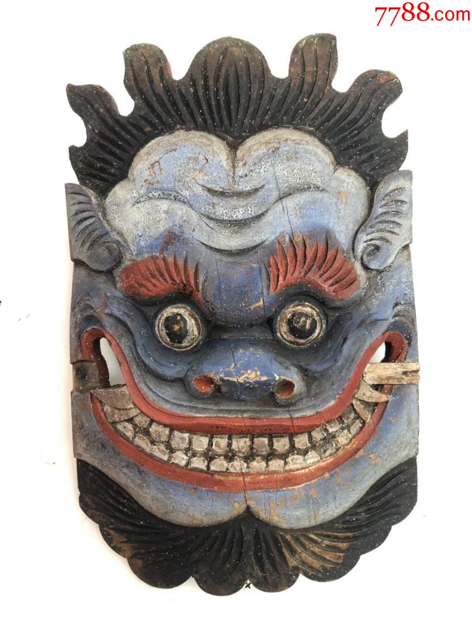 面具吞口/清代老木雕老物件/古玩木雕木器辟邪老货尺寸39/24-价格:290