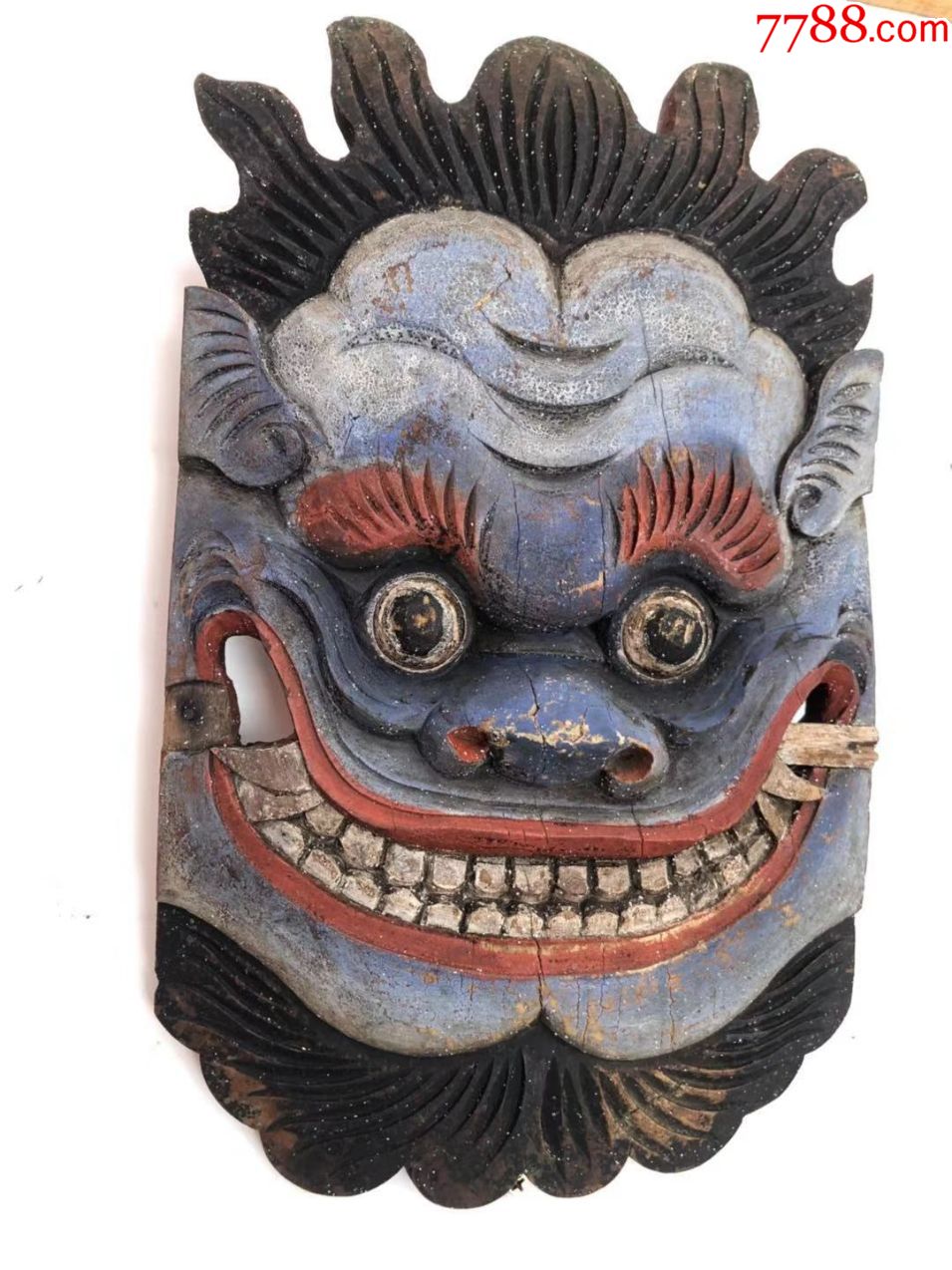 面具吞口/清代老木雕老物件/古玩木雕木器辟邪老货尺寸39/24
