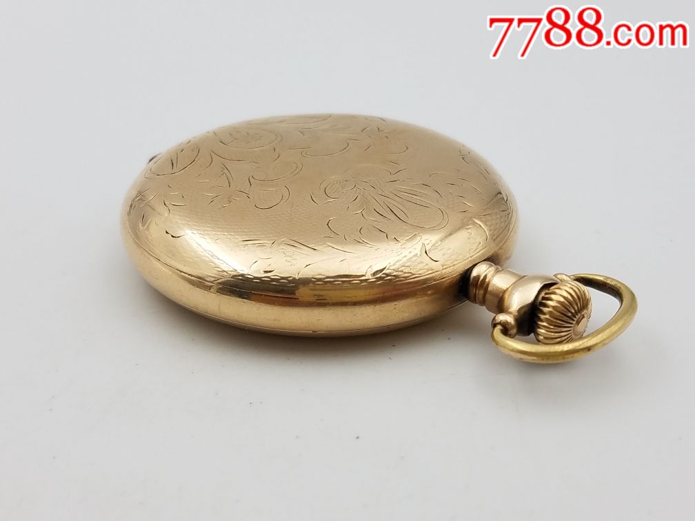 华生花卉纹猎壳包金怀表