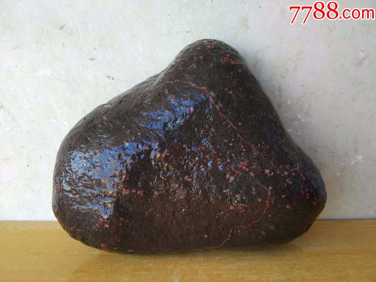 洛阳梅花石原石双喜临门两枝红梅报喜讯石型完整重约18斤