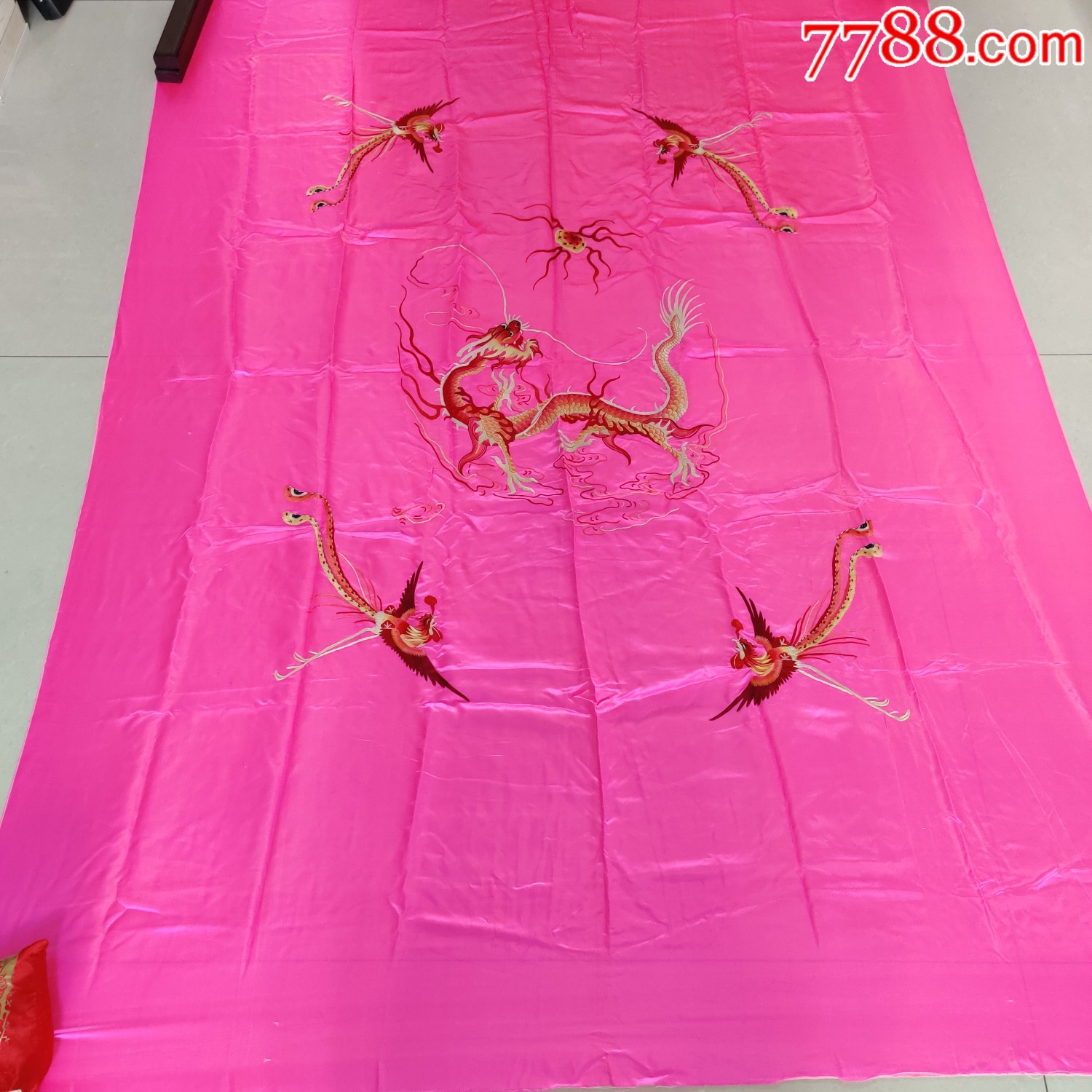 湘绣龙凤被面