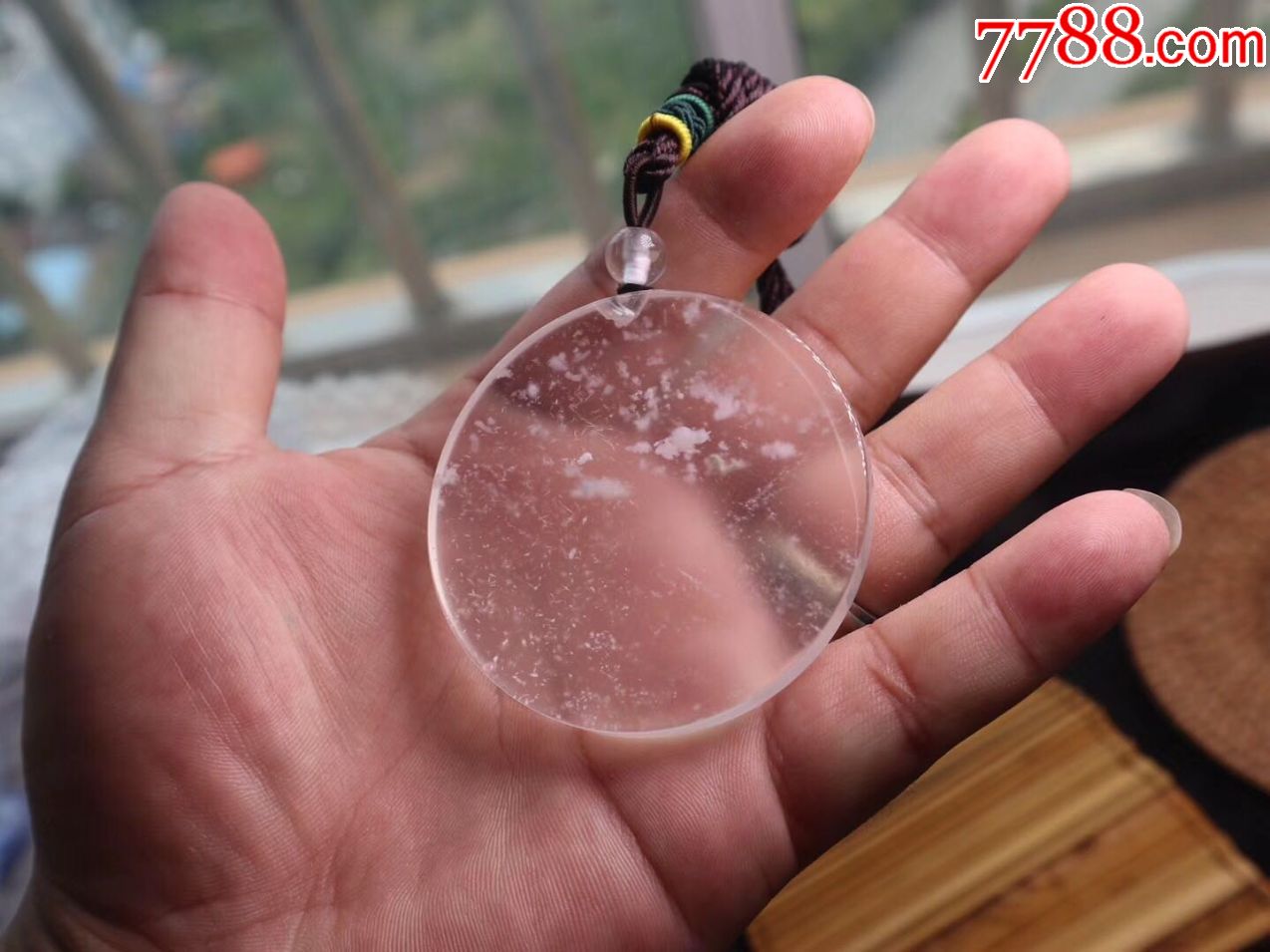 水沬子雪花棉意境棉圆形无事牌55-7.6男女款