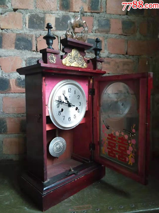 老物件老钟表80年代老机械上弦钟表旧挂钟摆钟老木钟老货旧货