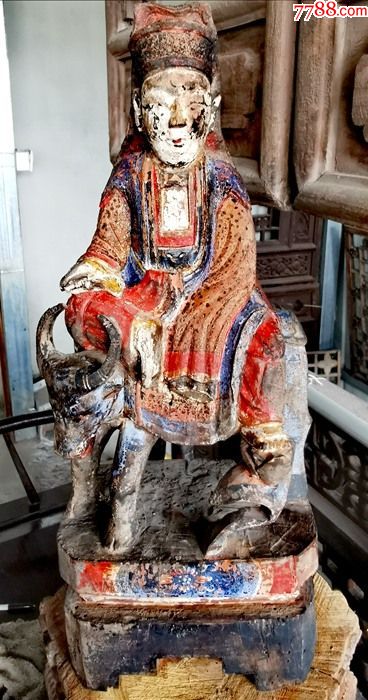 清代老彩绘牛王菩萨