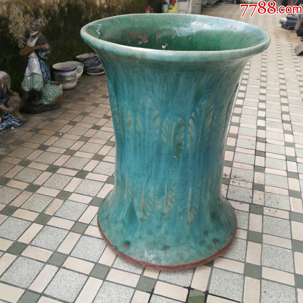 精品晚清绿釉高身石湾花盘_价格1000元_第1张_7788商城__七七八八商品