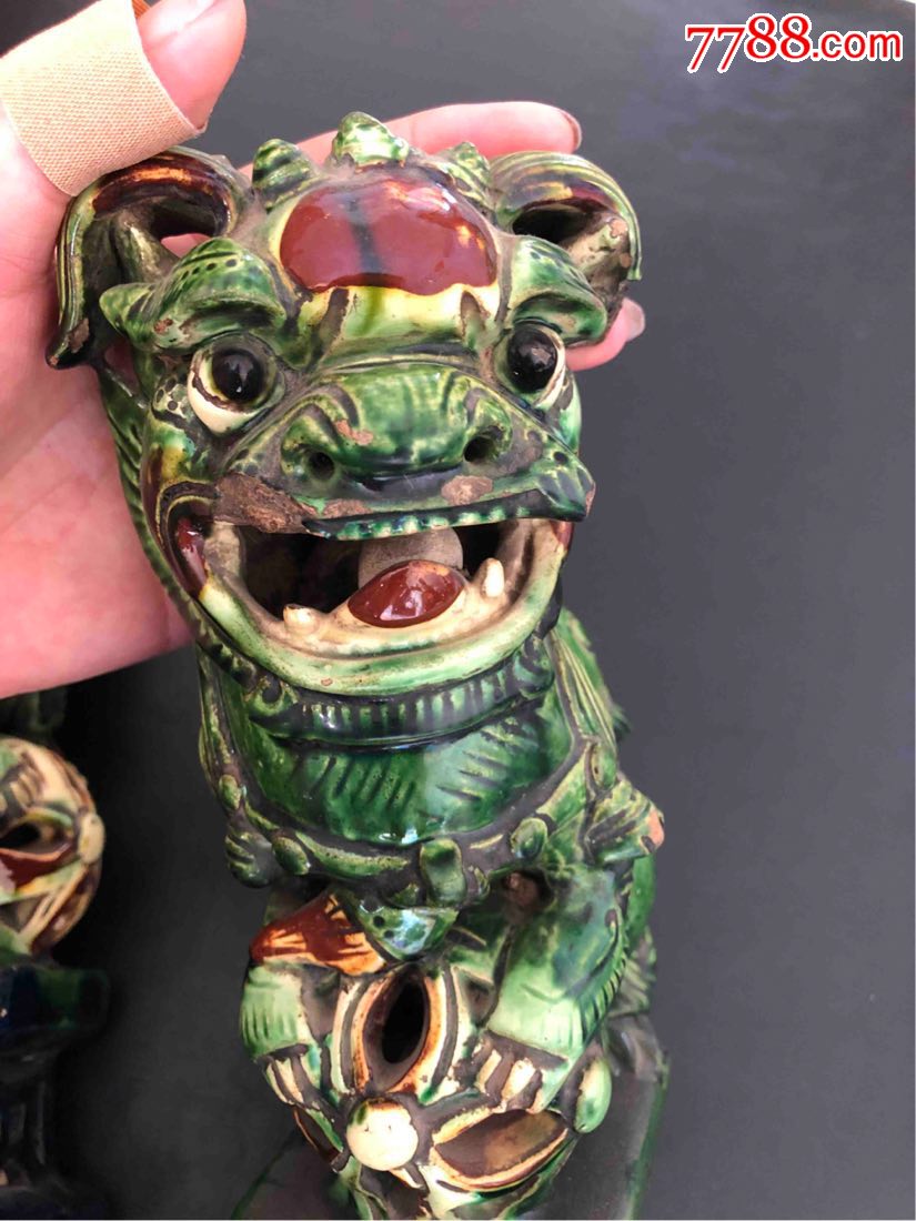 威武霸气绿狮子一对