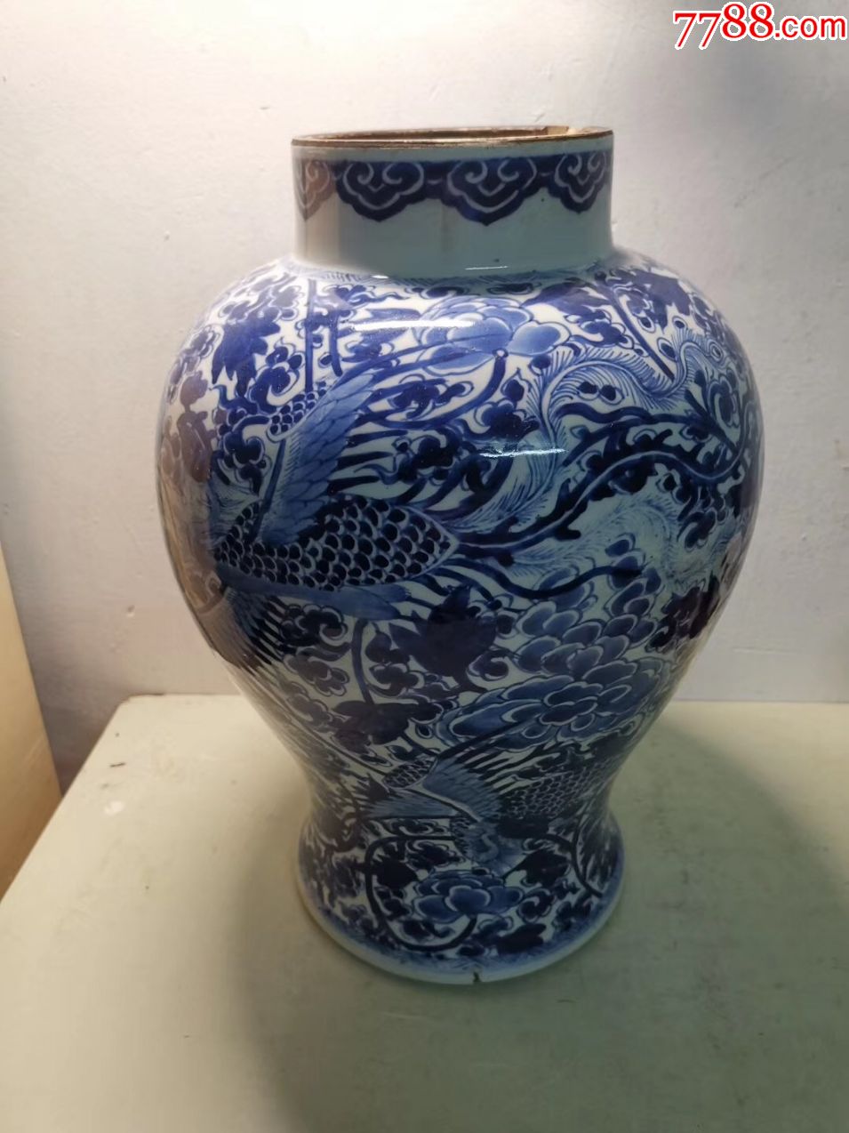 大清雍正年制青花凤穿牡丹将军罐_价格9500元_第1张_7788商城__七七八