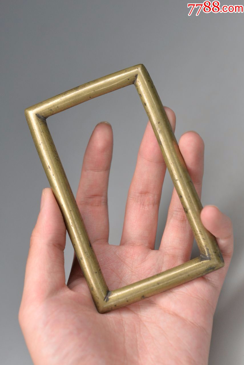 民国纯黄铜方框镇纸书法铜件*镇尺文房用品古董压方压纸印规